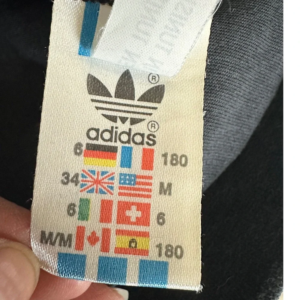 Vintage 90s Adidas Trefoil Triacetate Tracksuit Set Jacket Pants Black Teal‎ M/L